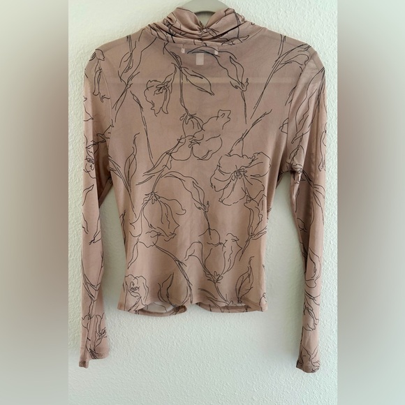 Sweet Rain Sheer Floral Ruched Mock Neck Blouse Size Small - Picture 5 of 7